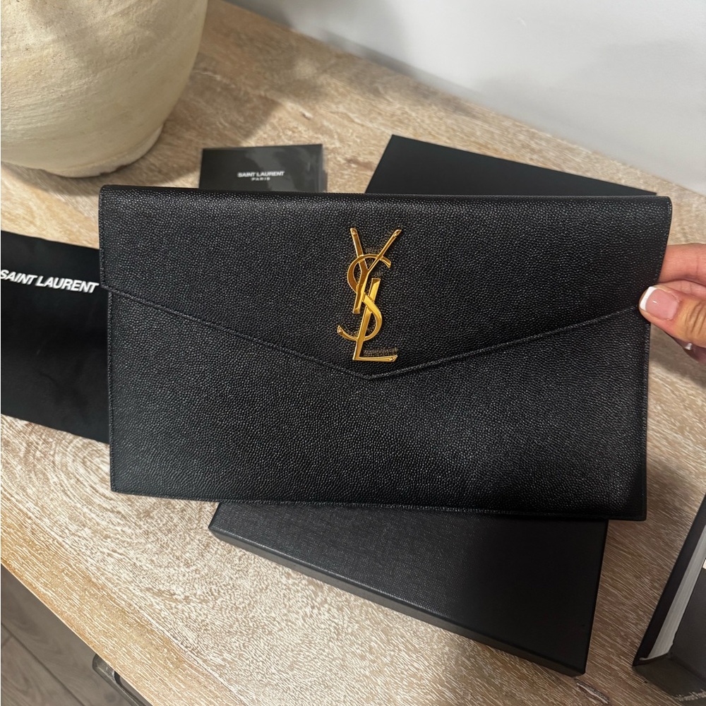 YSL pouch grained leather